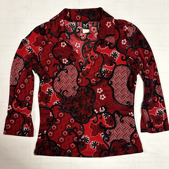 Vintage PS Per Seption 3/4 Sleeve Floral Blouse - Picture 1 of 15